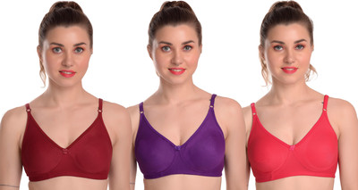 MIESTILO Seamless Women T-Shirt Non Padded Bra(Purple, Maroon, Pink)