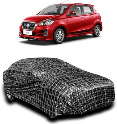 APNEK Car Cover For Nissan Go (With Mirror Pockets)(Silver, Black)