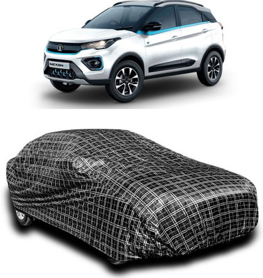 APNEK Car Cover For Tata Nexon EV (With Mirror Pockets)(Silver, Black)