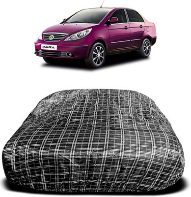 APNEK Car Cover For Tata Manza (With Mirror Pockets)(White, Black)