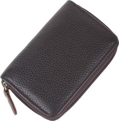 StealODeal Dark Brown High Quality Leather Zipper 10 Card Holder(Set of 1, Brown)