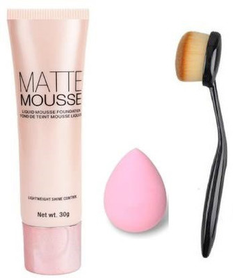 GFSU Matte Foundation With Foundation Brush Washble Blander(3 Items in the set)