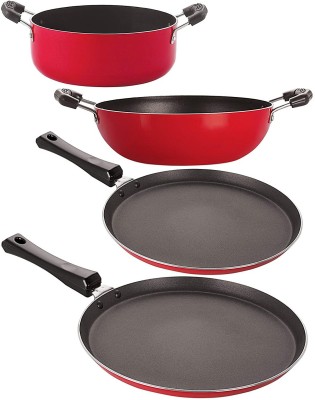 NIRLON FT13_FT11_KD10_CS20 Non-Stick Coated Cookware Set(PTFE (Non-stick), Aluminium, 4 - Piece)