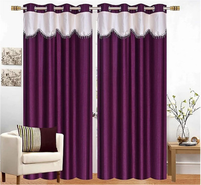 Gantavya 153 cm (5 ft) Polyester Semi Transparent Window Curtain (Pack Of 2)(Plain, Purple)