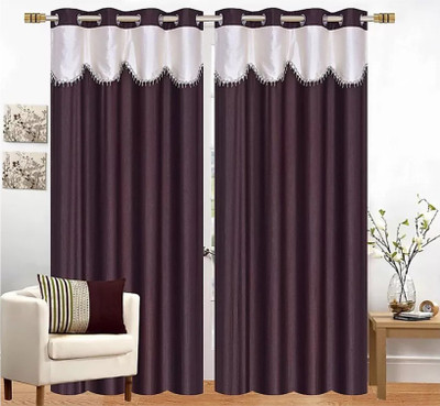 Gantavya 153 cm (5 ft) Polyester Semi Transparent Window Curtain (Pack Of 2)(Plain, Wine)