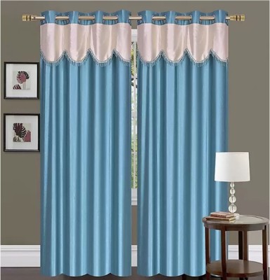 STAMEN 274 cm (9 ft) Polyester Semi Transparent Long Door Curtain (Pack Of 2)(Plain, Light Blue)