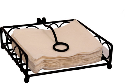 manzees 1 Compartments Wrought Iron Napkin Tissue Holder(Black)