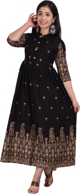 Shakshi Creations Women Fit and Flare Black Dress