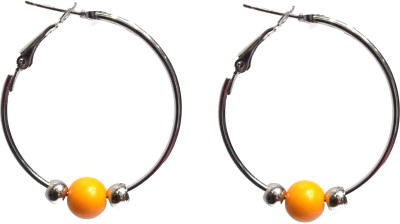 Gurjari Jewellers Stylish Hoop Earing with Acryic Beads (YELLOW) Brass Hoop Earring