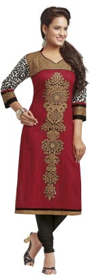 Jevi Prints Women Geometric Print Straight Kurta(Red, Beige)