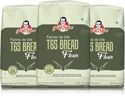 Josef Marc Farine de ble T65 Bread Flour, 4 LBS - Unbleached & High Protein Flour, Non-chlorinated, Non-GMO, & Non-bro-mated, Type 0 Italian Flour, All Purpose Bread Flour, Strong Bread Flour(Pack Of 3)(1800 g, Pack of 3)