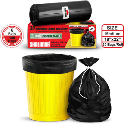 ALEX INDIA MARKETING A_SL-GB-48x56-BLACK-M-6PK-3 Medium 20-25 L Garbage Bag  Pack Of 180(180Bag )