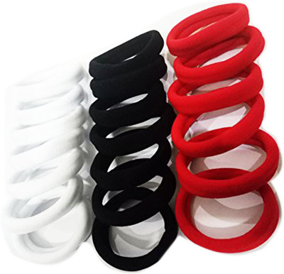 AVEU Black Red and White Rubber Pony Tail Holder/Stretching/Hair Ties Bands - Set of 20 Pieces Rubber Band(Red, Black, White)