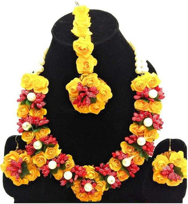 Rozec Fabric, Paper Red, Yellow Jewellery Set(Pack of 1)