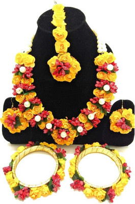 Rozec Fabric, Paper Yellow, Red Jewellery Set(Pack of 1)