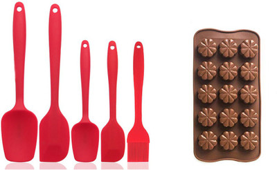 VONITY Silicone red spatula Sets Made Of Food Grade Silicone One Piece Design Seamless Heat-Resistant Spatula Perfect For Cooking, Baking & chocolate mould DIY Cake Soap Ice Cream Candy Jelly molds Kitchen Tool Set(Red, Spatula)