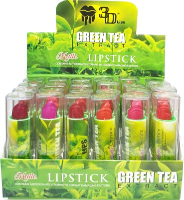 3D-LIPS Green Tea Multi-Colored Lipstick Pack Of 24(Multi Color, 300 g)