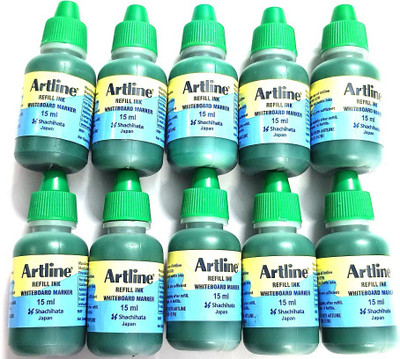 Artline WHITE BOARD MARKER INK FOR HOME & OFFICE USE PACK OF 10 (GREEN ) 15 ml Marker Refill(Green)