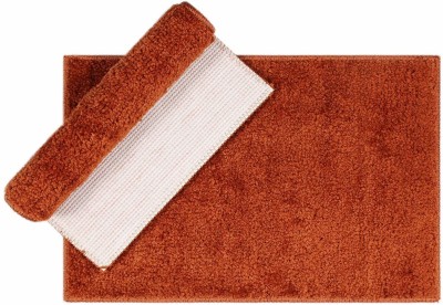 Flooring India Polyester Bathroom Mat(Rust, Medium, Pack of 2)