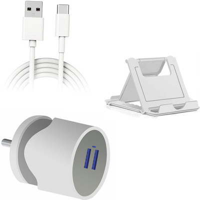 DAKRON Wall Charger Accessory Combo for OPPO F17(White)