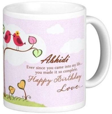 GNS Happy Birthday Abhidi Romantic Wish 92 Ceramic Coffee Mug(330 ml)