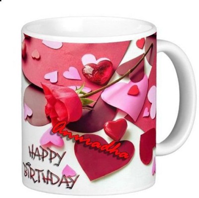 Exocticaa Happy Birthday Anuradha Romantic Wish 91 Ceramic Coffee Mug(330 ml)