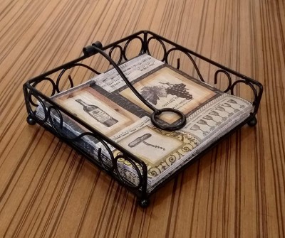 CraftKemp 1 Compartments Wrought Iron Napkin holder(Black)