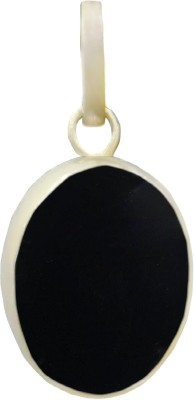 Takshila Gems Natural Black Agate Pendant in Silver 8.25 Ratti / 7.42 Carat Lab Certified Agate Stone, Silver Locket