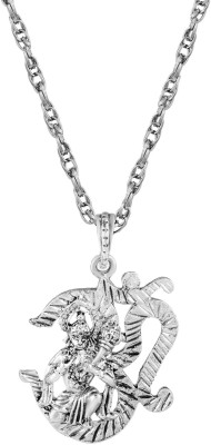 Dzinetrendz Antique look Om Hanuman Bajrang Bali God pendant locket Silver tone temple jewellery for Men and Women Silver Brass Pendant