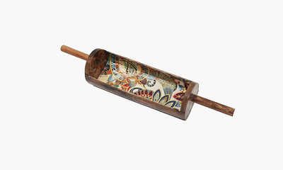 Tailos wood cylinder platters handcrafted mango wood, serving platter Tray(Tray)
