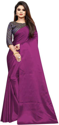 ZINLORIZ Solid/Plain Bollywood Satin Saree(Magenta)