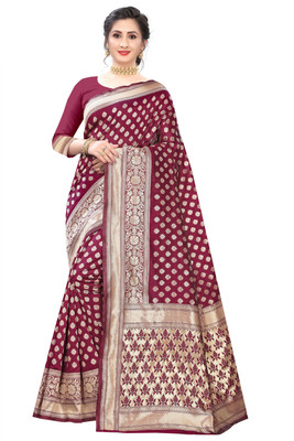 GOPINATH WEAVES Woven Kanjivaram Silk Blend Saree(Maroon)