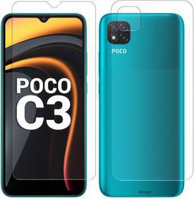 LIGHTWINGS Front and Back Tempered Glass for Poco C3(Pack of 2)