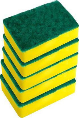 Sharum Crafts Multipurpose Scrub Pad With Sponge Pad 2 in 1 Kitchen Scrubber Non-Scratch Suitable for Dish/Utensils/Tiles/WashBasin 3 Times Softer and better than normal Scrubber (Pack of 5) Scrub Sponge (Large, Pack of 5) Scrub Sponge(Medium, Pack of 5)