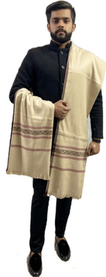 Zaria Fabs Polyester Wool Blend Woven Men Shawl(Beige)