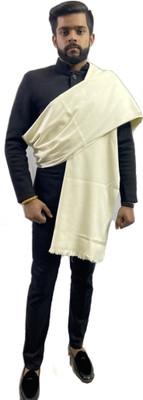 Zaria Fabs Polyester Wool Blend Solid Men Shawl(White)