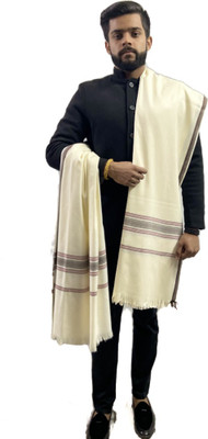Zaria Fabs Wool Striped Men Shawl(White)