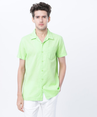 HIGHLANDER Men Solid Casual Green Shirt
