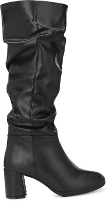 Delize Chelsea knee Boots For Women(Black , 4)