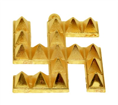 Vastu Art / Vastu / Feng Shui / Astdhatu Big Swastik Pyramid For Good Luck Health Wealth Prosperity And Happiness Decorative Showpiece  -  8.5 cm(Cast Iron, Gold)