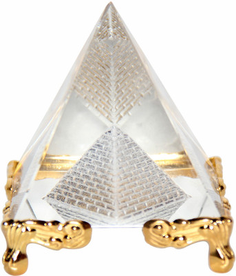 Vashoppee Vastu Art Vastu / Feng Shui / Crystal Pyramid -For Positive Energy & Vastu Correction Decorative Showpiece  -  6 cm(Glass, White)