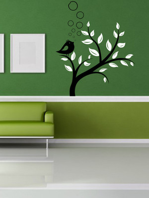 Trends on WALL 92 cm Bird Sitting on Tree Self Adhesive Sticker(Pack of 1)