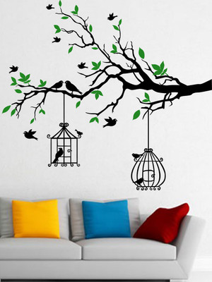Trends on WALL 140 cm Bird Tree Home Self Adhesive Sticker(Pack of 1)