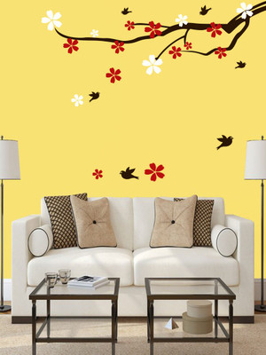 Trends on WALL 131 cm Bird Loving Tree Self Adhesive Sticker(Pack of 1)