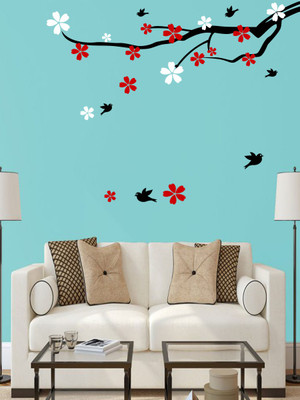 ALLURE 131 cm BIRD LOVING TREE Self Adhesive Sticker(Pack of 1)