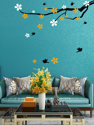 Trends on WALL 131 cm Bird Loving Tree Self Adhesive Sticker(Pack of 1)