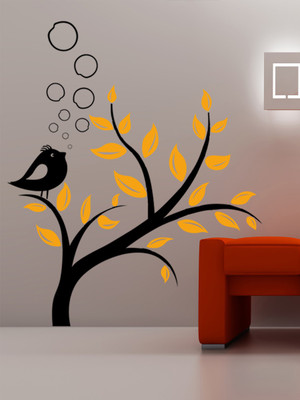 ALLURE 92 cm Bird Sitting on Tree Self Adhesive Sticker(Pack of 1)