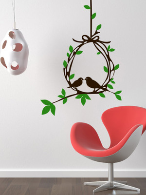 ALLURE 92 cm BIRD LOVE TREE Self Adhesive Sticker(Pack of 1)