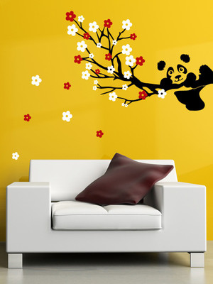 ALLURE 107 cm Bear On Tree Self Adhesive Sticker(Pack of 1)