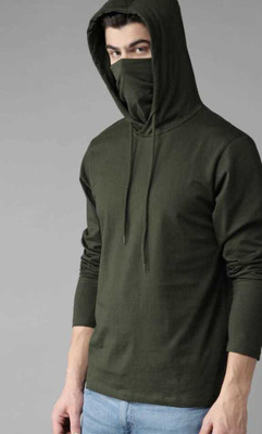 SLOWLORIS Typography Men Hooded Neck Green T-Shirt